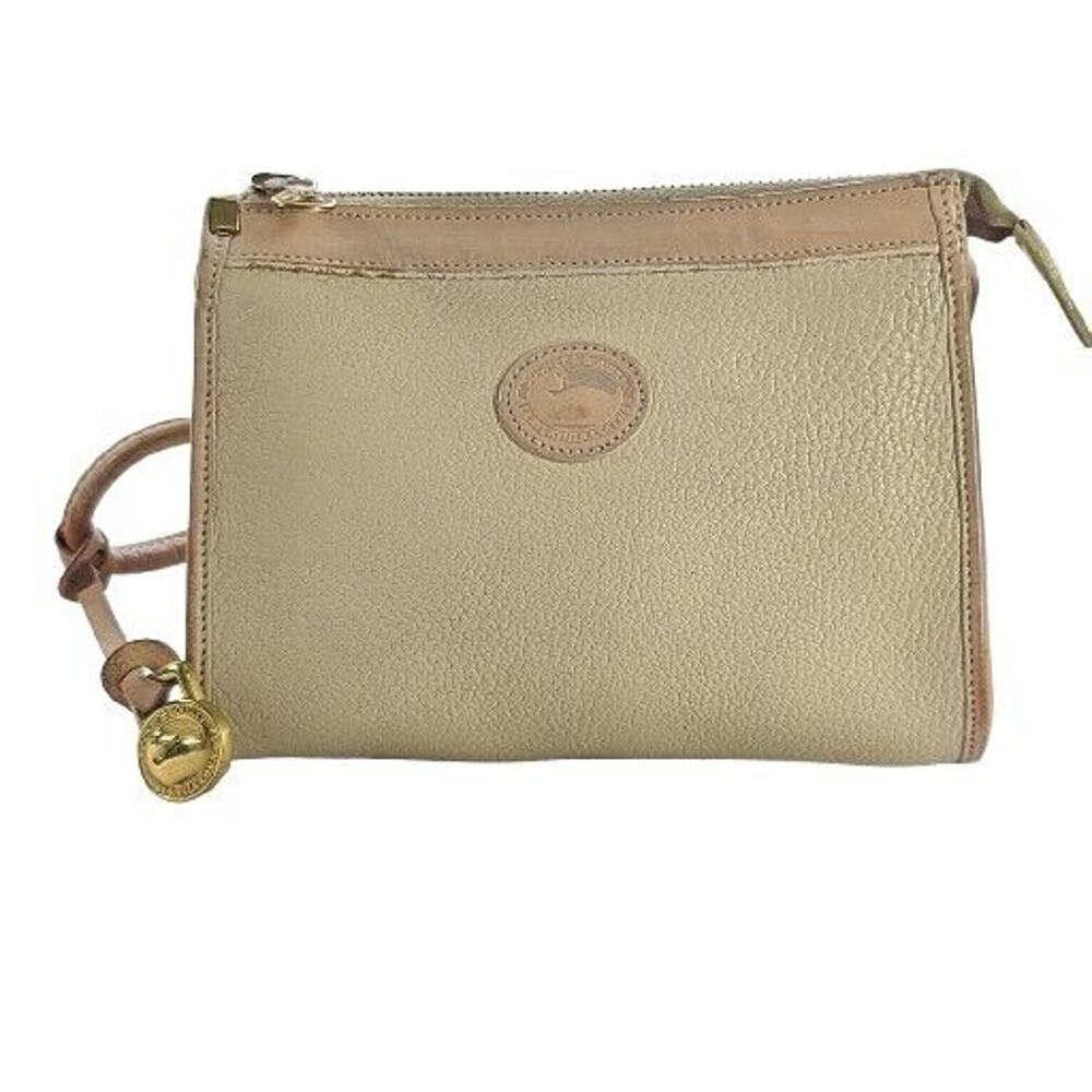 Dooney Bourke Vintage Mini Small Beige Pebble Leather Crossbody Handbag Purse